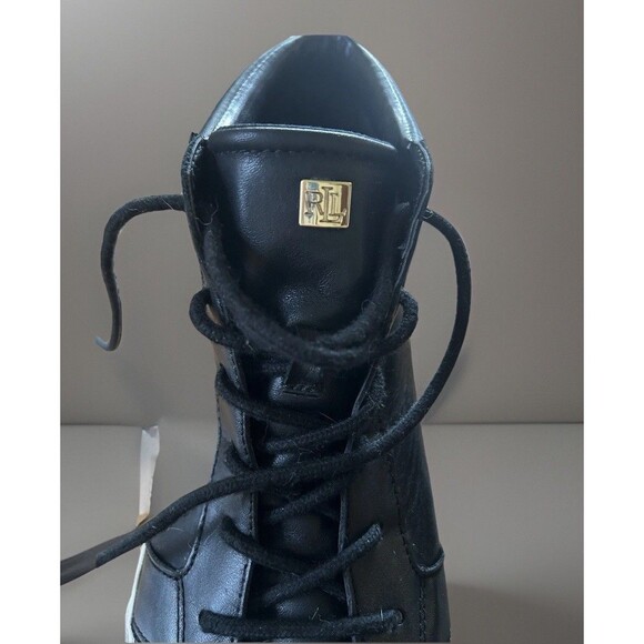 Lauren Ralph Lauren Rowling High Top Leather Sneakers Black Lace Up Size 11B - Picture 7 of 10
